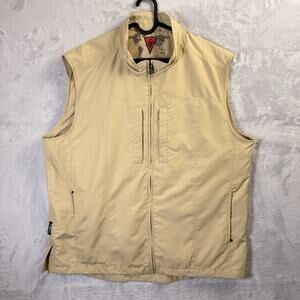 SCOTTeVEST Travel Vest Men's XL Tan Beige Pockets Full Zip Technology Enabled
